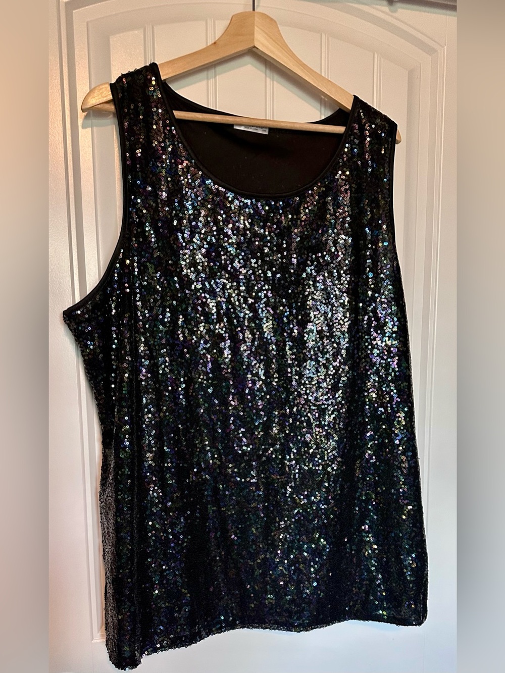 In’Voland Black Iridescent Sequin Tank Top Party Evening